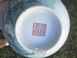 Grande Chinoise Antique Famille Rose Paysages Porcelaine De Riz 19ème Siècle