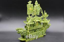 Grande Main Chinoise Sculpté 100% Naturel Statue Du Dragon De Jade Encens Dragon Boat Rn