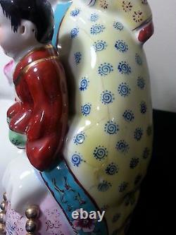 Grande Porcelaine Chinoise Famille Rose Bouddha Enfants Vintage