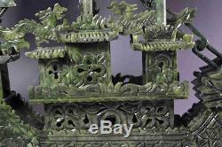 Grande Statue Chinoise D'encens Sculpté À La Main 100% Naturel En Jade Dragon Boat Dragon Nt