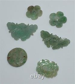 Groupe Vieux Ou Antique Chinois Sculpté Jade Vêtements Jade Parures Papillon