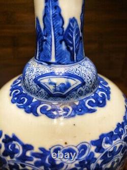 Guangxu Chinois Antique Porcelaine Bleu Et Blanc Vase Fleur 19ème Centuries
