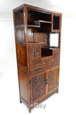 Huanghuali Dragon Cabinet Chinois Sculpté Avec Précision 74,75 Pouces