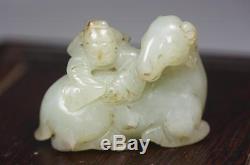 Jade Sculpté En Jade Antique Chinois, Cheval, 18ème