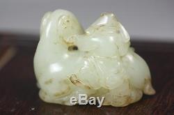 Jade Sculpté En Jade Antique Chinois, Cheval, 18ème