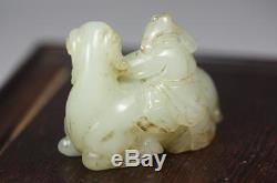 Jade Sculpté En Jade Antique Chinois, Cheval, 18ème