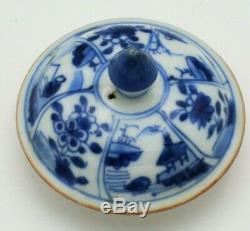 Kangxi Période (17ème / 18ème) Siècle Chinois Antique Bleu Et Blanc Porcelaine Teapot