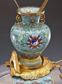 Massif Et Rare Qing Dynasty Chinois Cloisonné Émail Doré Éléphant Sol Vase
