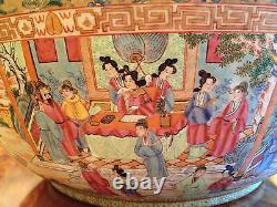 Monumental Antique Chinese Famille Rose Mandarin Punch Bowl