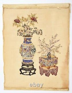 Motif De Tapisserie Textile Chinois De Panneau De Broderie De Soie Des Années 1900 Et Modèle De Planteur