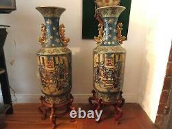 Paire De 2 Vases De Sol Chinois Vintage
