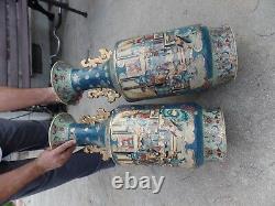 Paire De 2 Vases De Sol Chinois Vintage