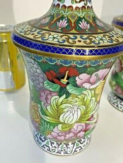 Paire Exquise De Vases Chinois Assortis De Cloisonne De Tête D’ail