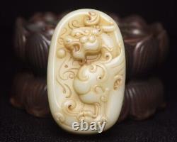 Pendentifs en jade sculpté de dragon de la dynastie Song Antique chinoise en jade ancien de Hetian