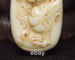 Pendentifs en jade sculpté de dragon de la dynastie Song Antique chinoise en jade ancien de Hetian