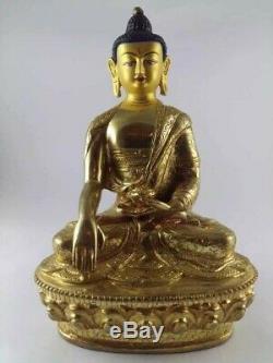 Pièce Maîtresse À La Main Doré Tibétain Chinois Statue De Bouddha Bouddhisme 8 Pouces