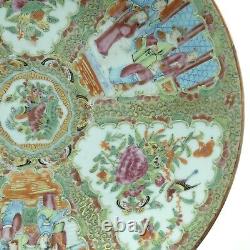 Plaque Antique Chinois Famille Médaillon Rose Chargeur