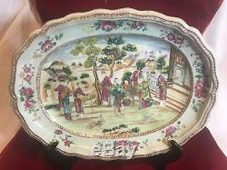 Plaque De Viande Grande Porcelaine Chinoise D'exportation En Famille Rose -qianlong Période