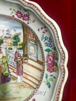 Plaque De Viande Grande Porcelaine Chinoise D'exportation En Famille Rose -qianlong Période