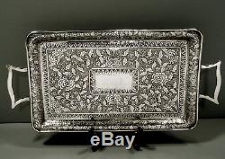 Plateau D'argent Chinois D'exportation En Inde C1890