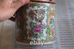 Porcelaine Chinoise Antique Théière Qing Dynasty Canton Rose Médaillon