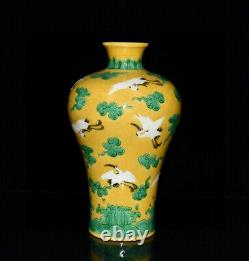 Porcelaine Chinoise Faite À La Main Exquise Crane Rouge-crown Pattern Vases 71788