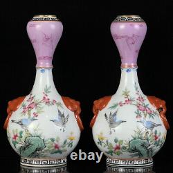 Porcelaine Chinoise Porcelaine Artisanale Exquise Fleurs Et Oiseaux Pattern Vases 69371