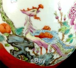 Pot À Gingembre Antique Chinois En Porcelaine De Famille Coral Ground Kangxi Nian Zhi