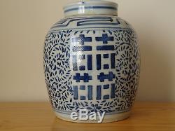 Pot De Gingembre Double Bonheur Japonais En Porcelaine Bleue Et Blanche Antique De Kangxi