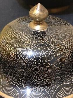 Poterie cloisonnée chinoise antique avec couvercle motif dragon du 19ème siècle