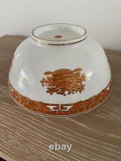 RARE 6 785 Bol de service en porcelaine chinoise d'exportation Orange Fitzhugh 10D 4.75H