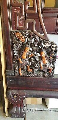 Rare Antique Main Sculptée Acajou Indien Lit De Jour Chinois, Opium / Lit De Mariage