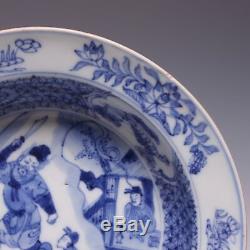 Rare Assiette En Porcelaine Fine Chinoise B & W, Personnages, Époque Yongzheng, 18ème