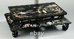 Rare Chinese Antique Lacquer Mother Of Pearl Inlaid Kang Table, Dynastie Qing (2)
