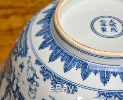 Rare Massive Important Bleu Chinois Et Blanc 100 Garçon Jouant Porcelaine Bol 13