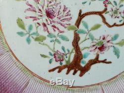 Rare Qing Qianlong Chinese Export Porcelaine Famille-rose Lotus Plat, Vers 1760