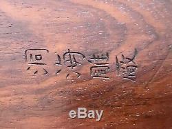 Remarquable Plateau Chinois Antique En Bois Dragon Sculpté Signé 24 Par 15