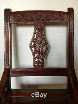 Restauré Rare Antique Chinois Importé Vanity Avec Tri Pli Miroir & Ornement Chaise