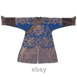 Robe Chifu Bleue Impériale Chinoise Du Xixe Siècle 9 Dragons