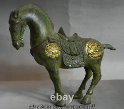 Sculpture de cheval dragon chanceux en bronze doré du palais de la 9ème dynastie chinoise