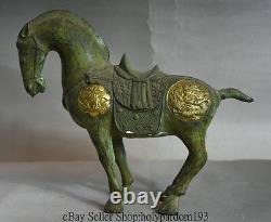 Sculpture de cheval dragon chanceux en bronze doré du palais de la 9ème dynastie chinoise