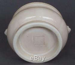 Signé Chinois Dehua Porcelaine Encensoir Vers 1640 Jade Top Zitan Cover & Support