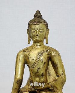 Statue De Bouddha En Bronze Doré Chinois M993