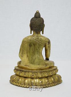 Statue De Bouddha En Bronze Doré Chinois M993