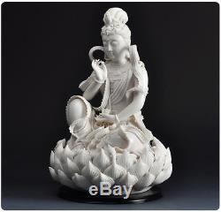 Statue De Bouddha Lianhua Kwan-yin Guanyin En Porcelaine Blanche De Chine