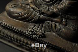 Statue En Bronze De Bouddha Chinois Ancien / Marque Sur Le Fond / L 15 × P 9,5 × H 20,5 CM