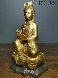 Statue antique chinoise en cuivre pur doré Bouddha Statue Guanyin gratuite