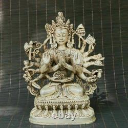 Statue de Bodhisattva aux mille mains en argent et cuivre chinois fait main 0047