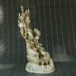 Statue de Bodhisattva aux mille mains en argent et cuivre chinois fait main 0047