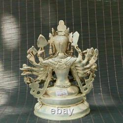 Statue de Bodhisattva aux mille mains en argent et cuivre chinois fait main 0047